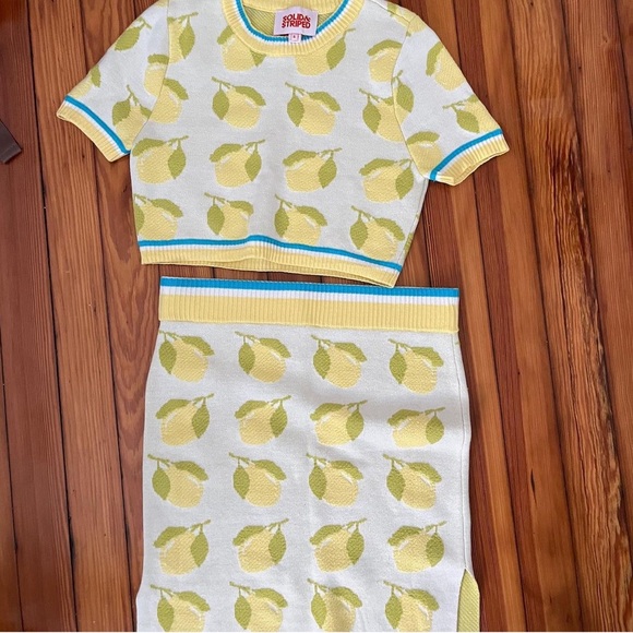 Solid and striped set -both pieces june top and Rosie skirt lemons print - Picture 3 of 3
